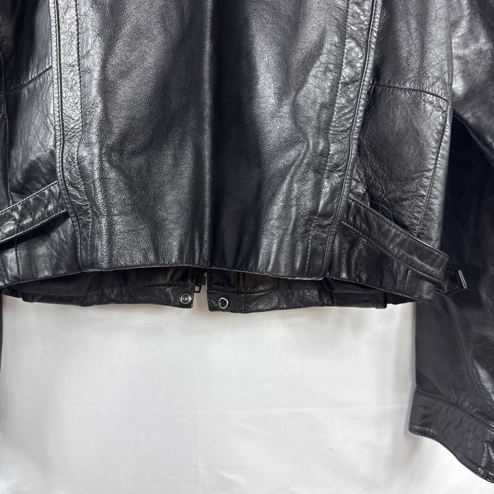 Vintage Bikercore Wilson's Black Leather Jacket Adjustable waist Pit -Pit = 18" - Picture 7 of 12